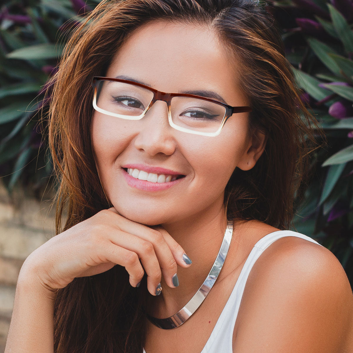 Lentes de Lectura, Forma Rectangular, Color Café con Degradado, +3.00