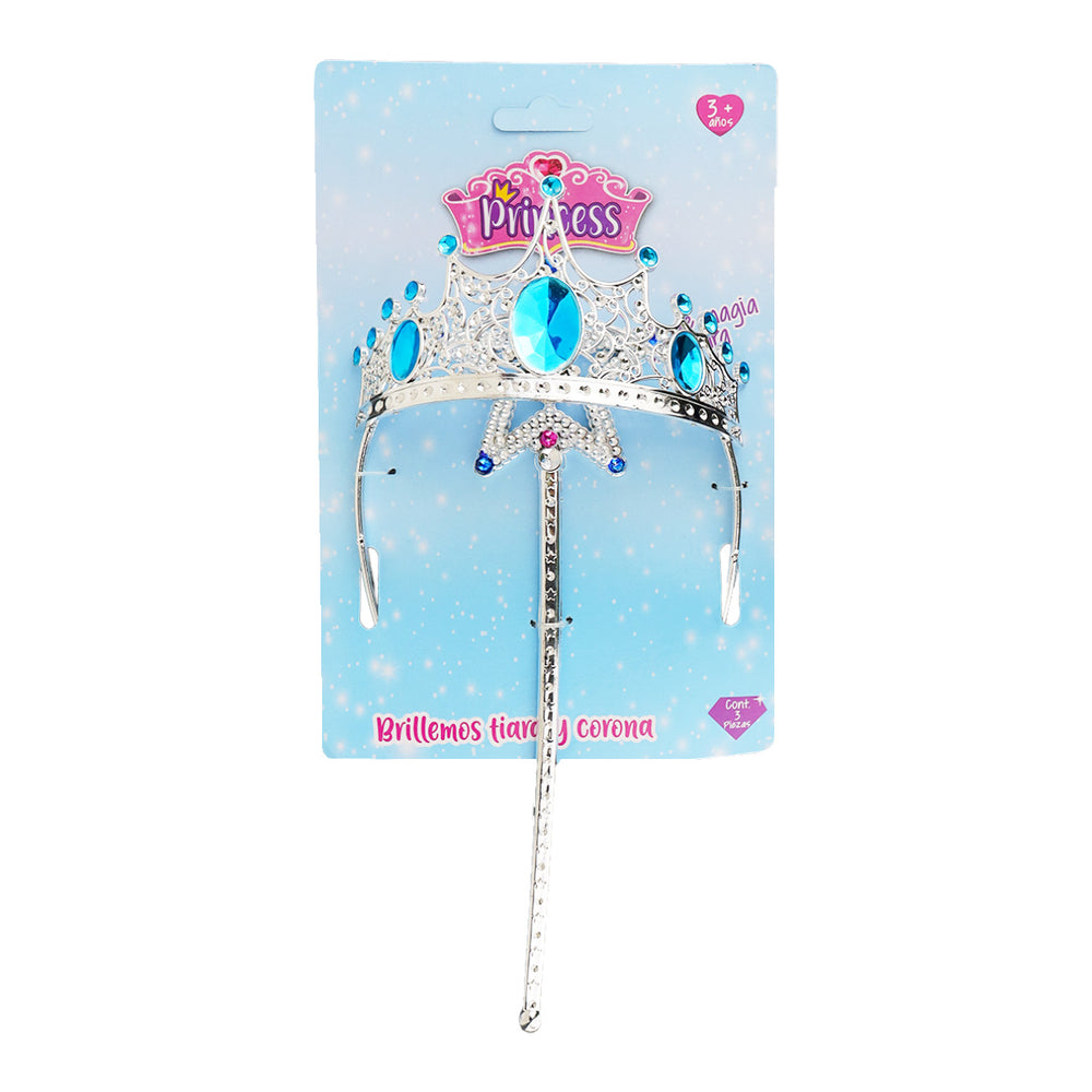 Set de Tiara y Corona para Niñas, Azul