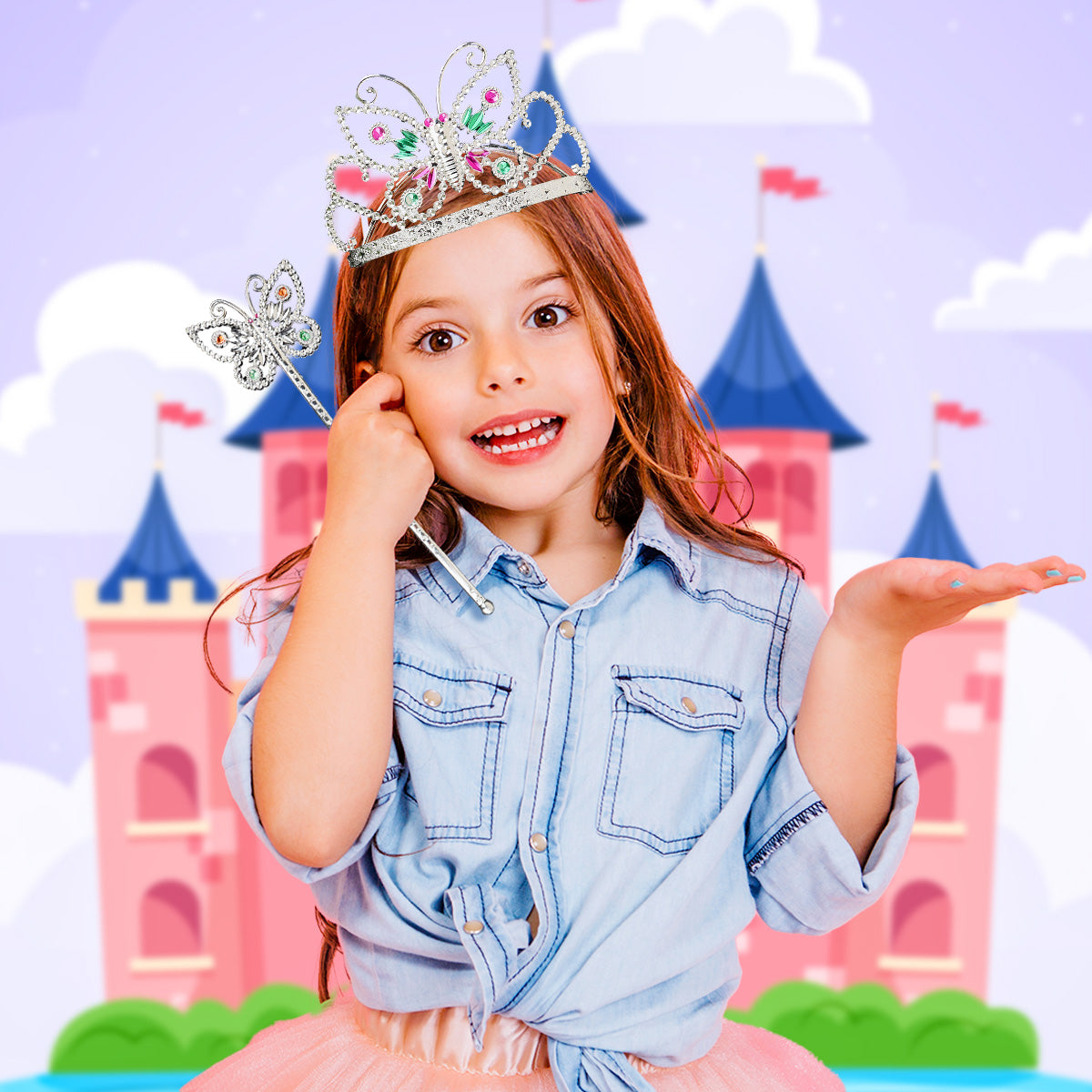Set de Tiara y Corona para Niñas, Mariposa