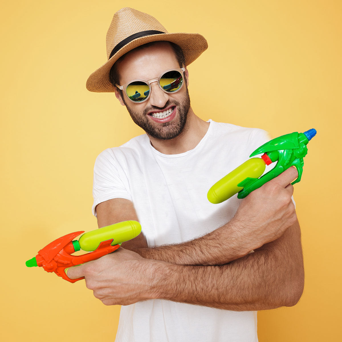 Set de 2 Pistolas de Agua para Niños, color Naranja con Verde