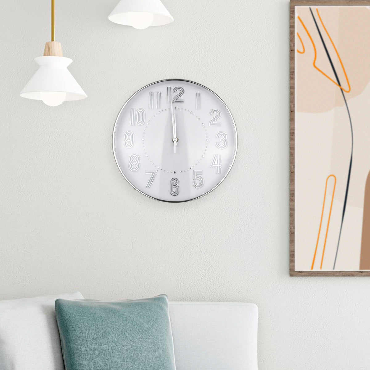 Reloj Circular de Pared, color Plata, 30cm