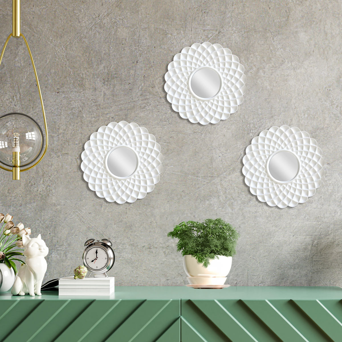 Set de Espejo Redondo en Forma de Flor