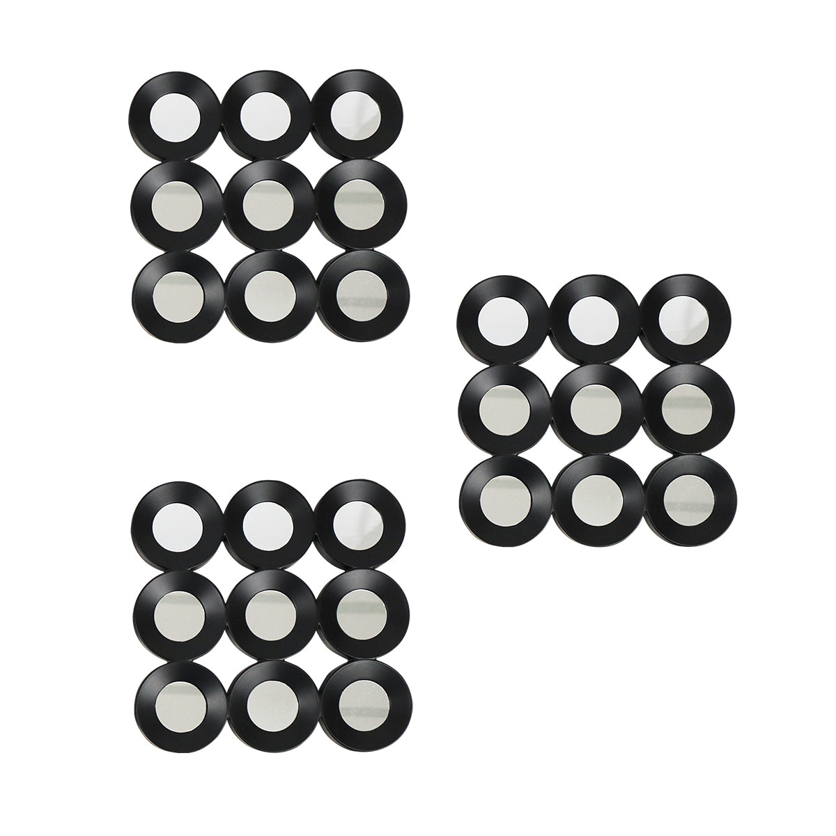 Set de 3 Espejos de Pared con Diseño Moderno, color Negro