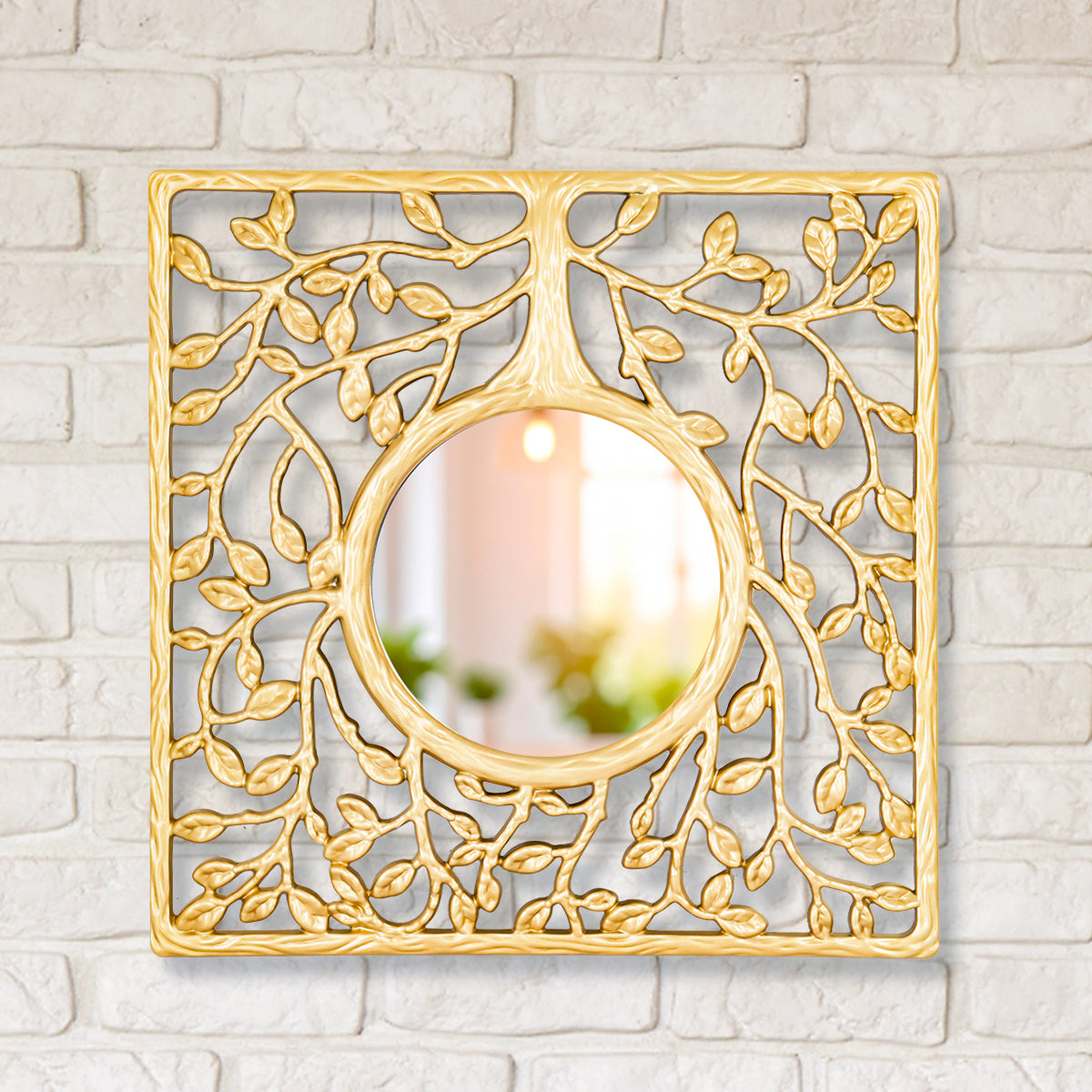 Set de 3 Espejos Cuadrados con Diseño de Árbol