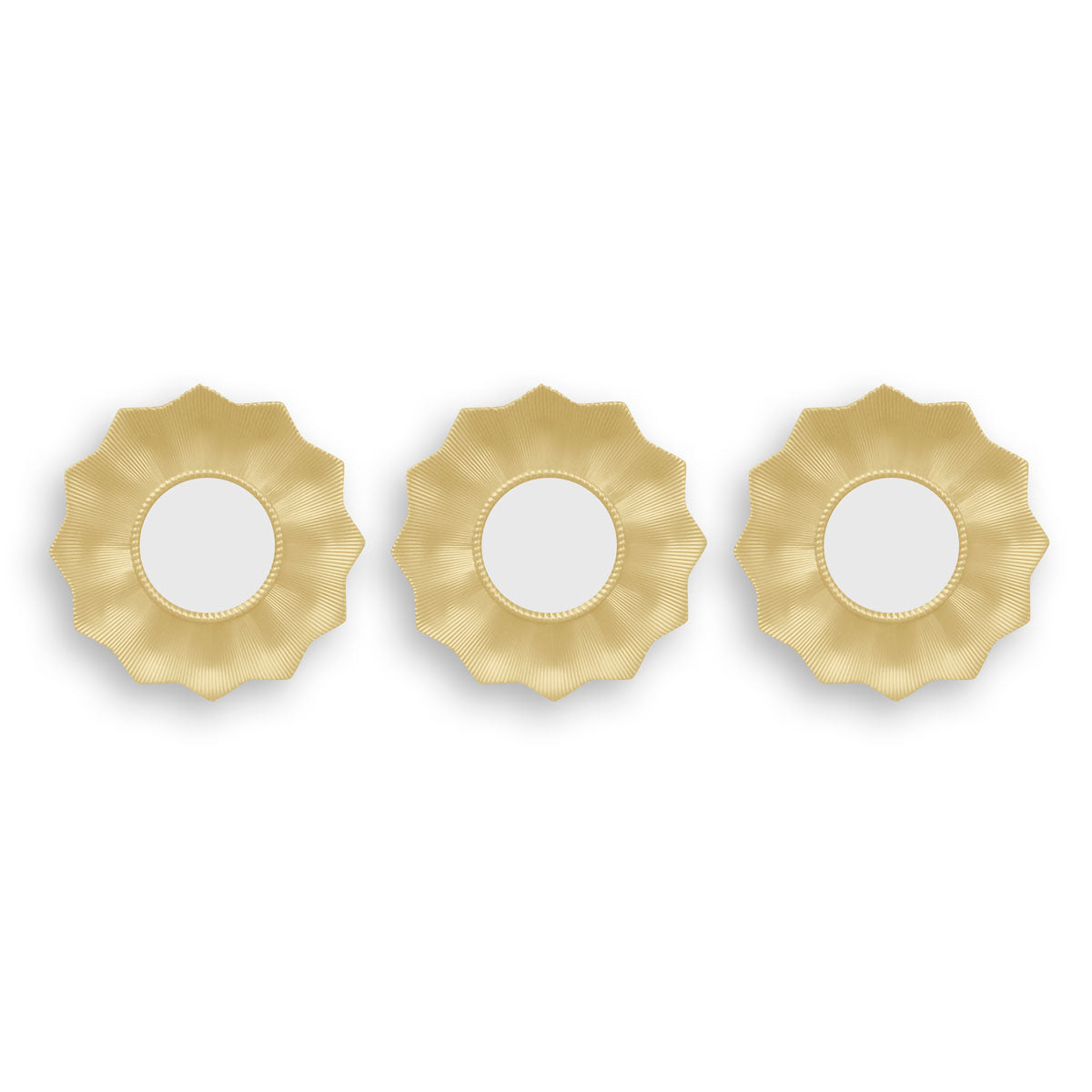 Set de Espejos Diseño Flor, Marco color Beige 3 pza.