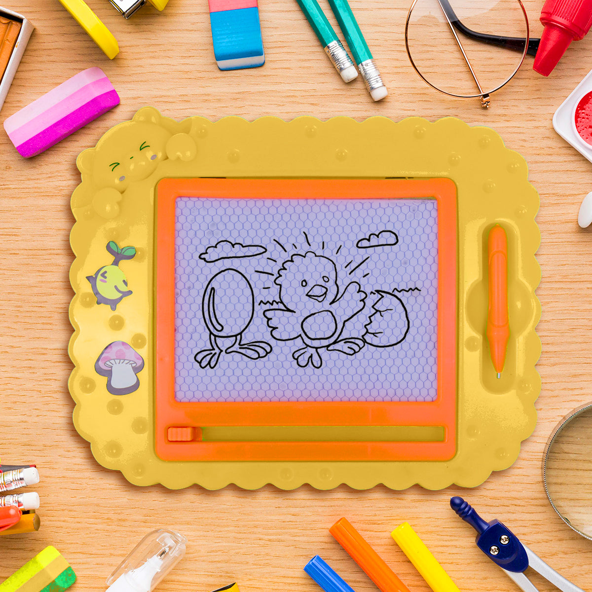 Pizarrón Mágico Amarillo con Naranja