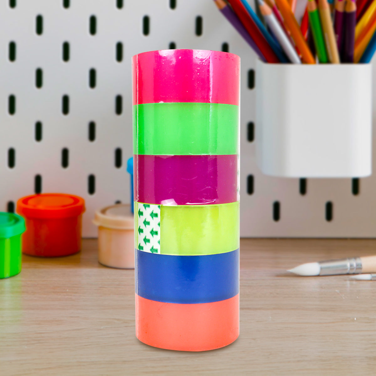 Cinta Adhesiva Neón, 6 pzas