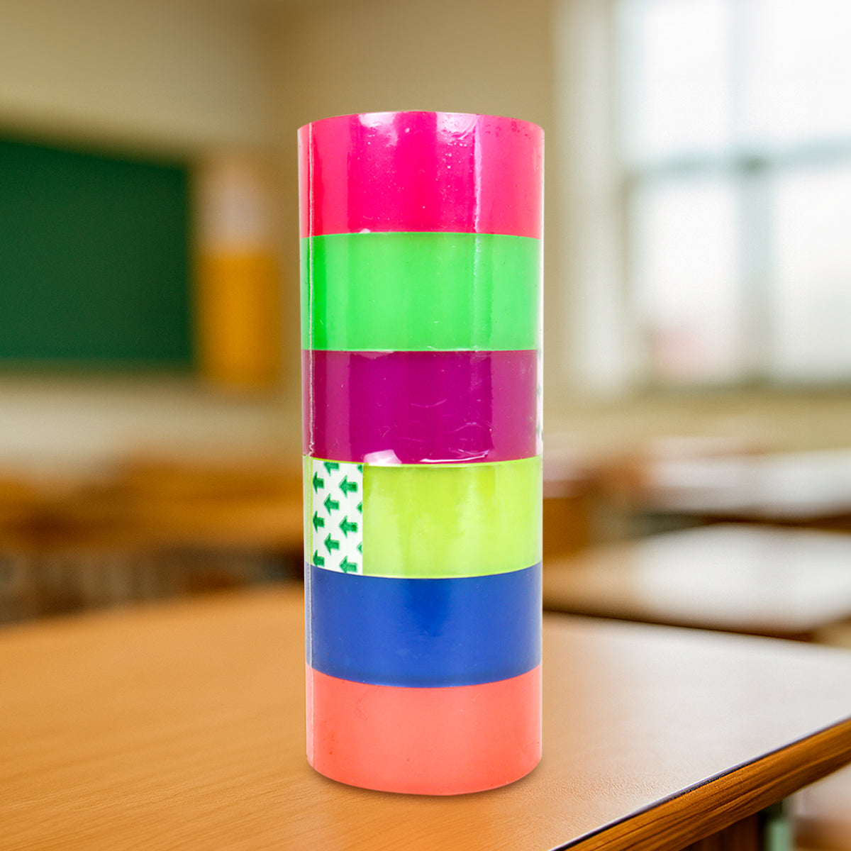 Cinta Adhesiva Neón, 6 pzas