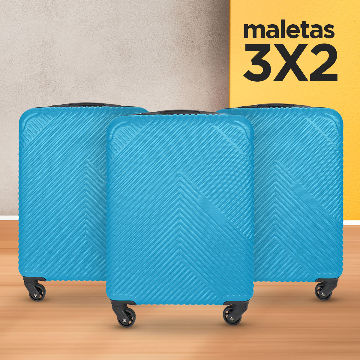 Set Maletas de Viajes Venture, Color Azul: ¡Llévate 3 y paga 2!, 37x23x55cm