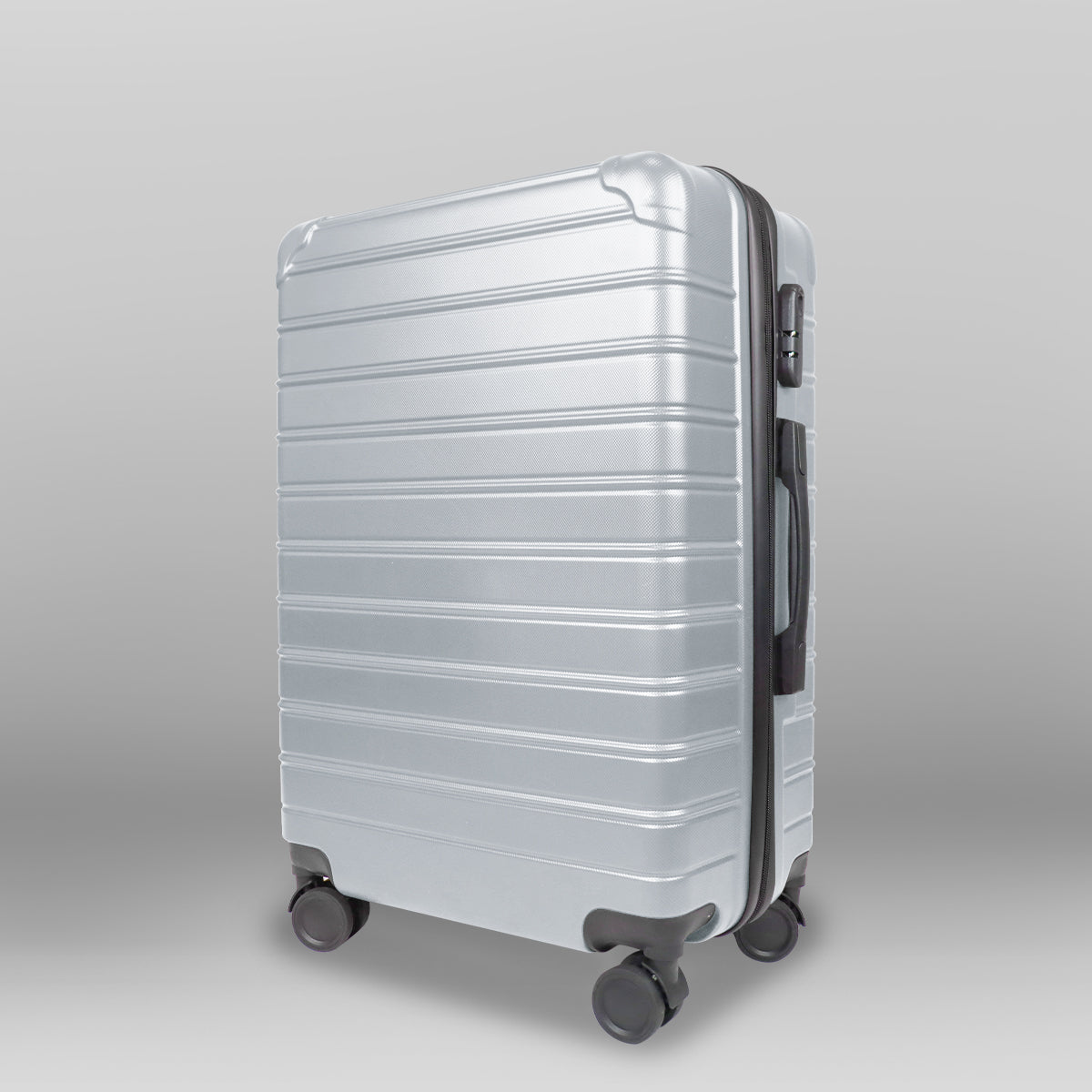 Set de Maletas de Viaje Líneas, color Plata: ¡Llévate 3 y paga 2!, 49x29x75cm