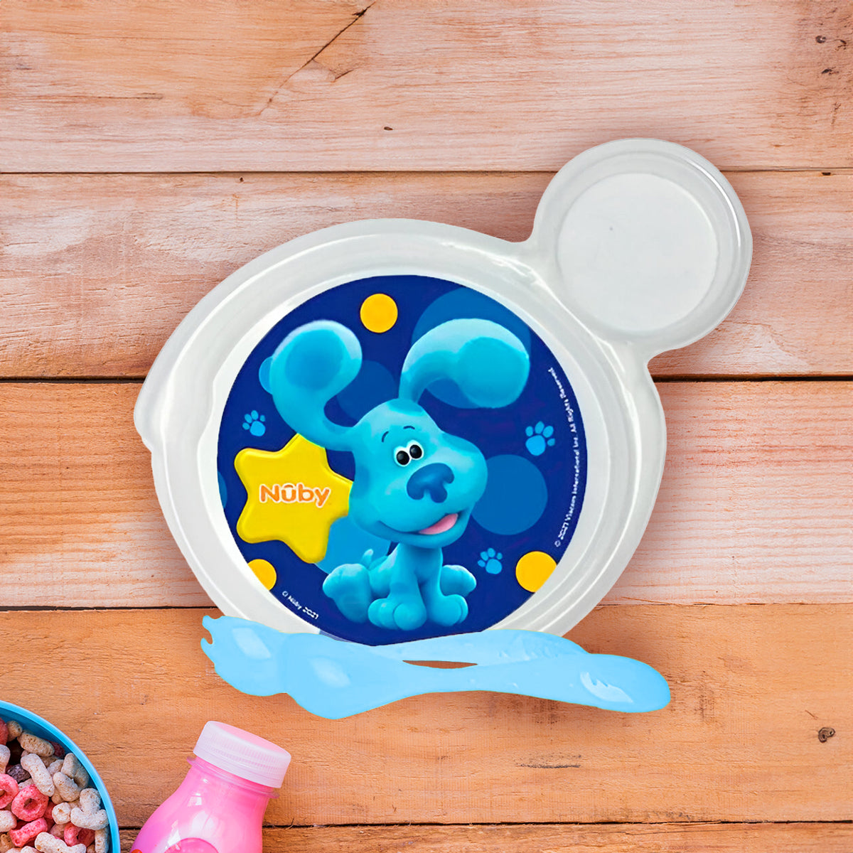 Set de Plato y Cubiertos Las Pistas de Blue para Bebé, Nuby