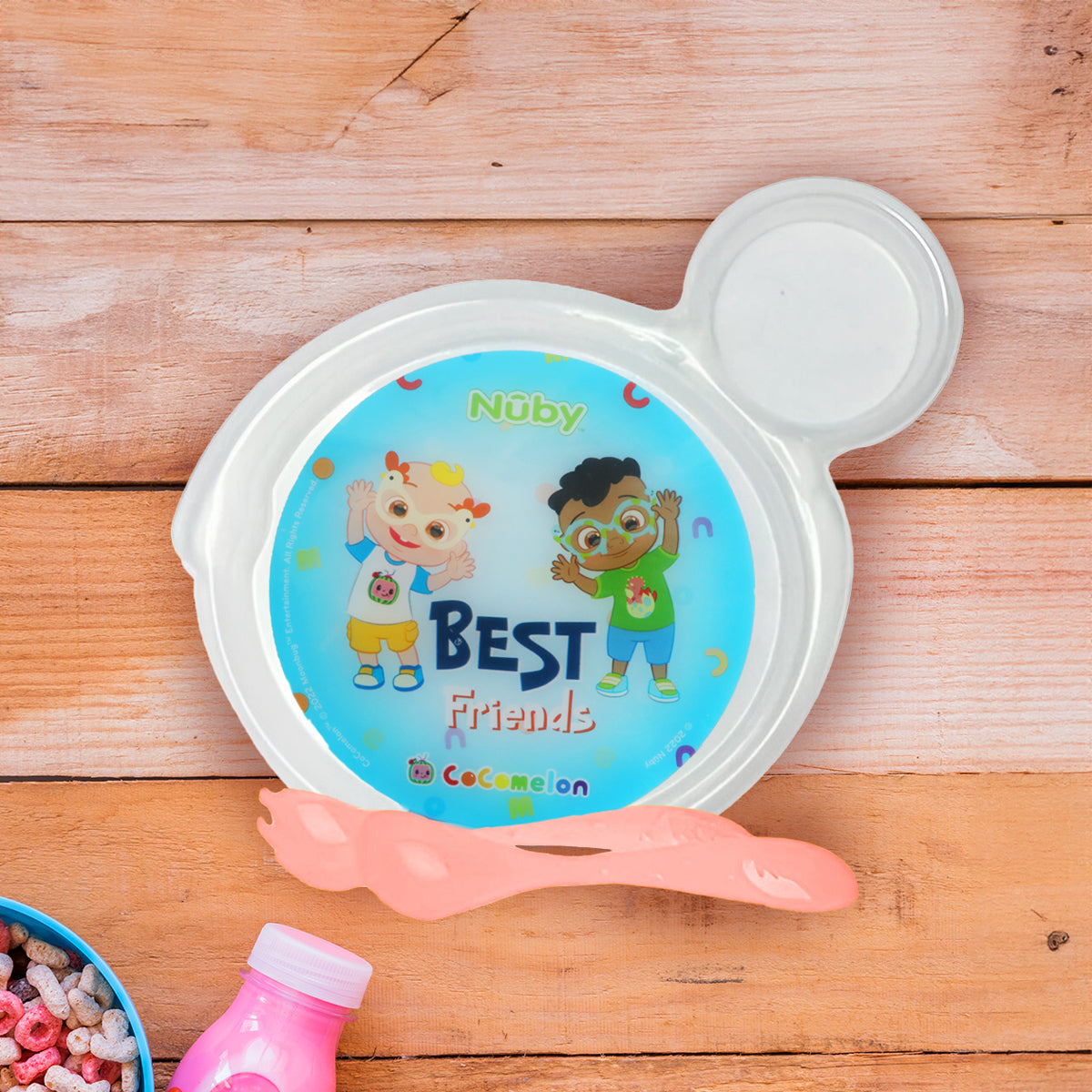 Set de Plato Cocomelon con Cubiertos Naranjas para Bebé, Nuby