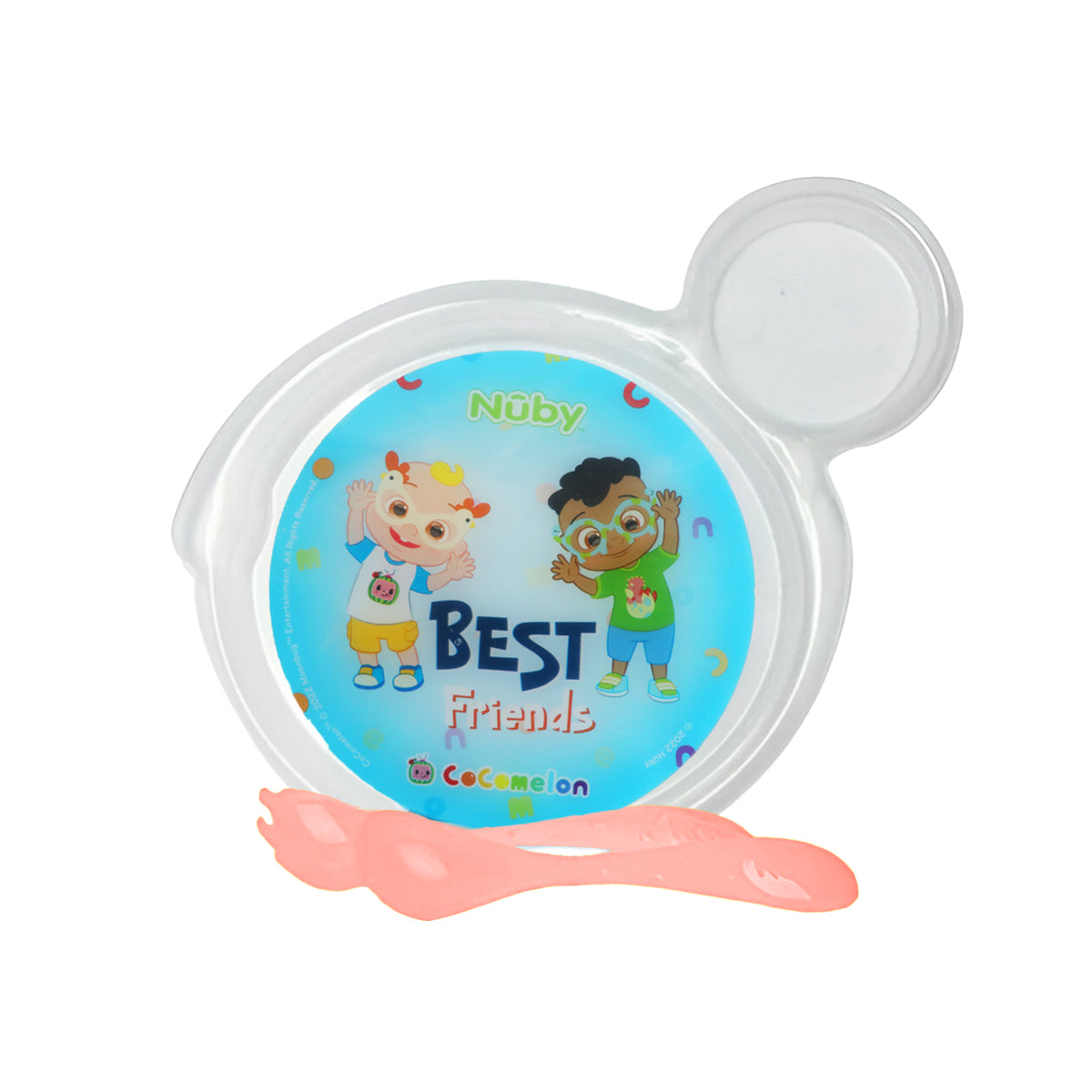 Set de Plato Cocomelon con Cubiertos Naranjas para Bebé, Nuby