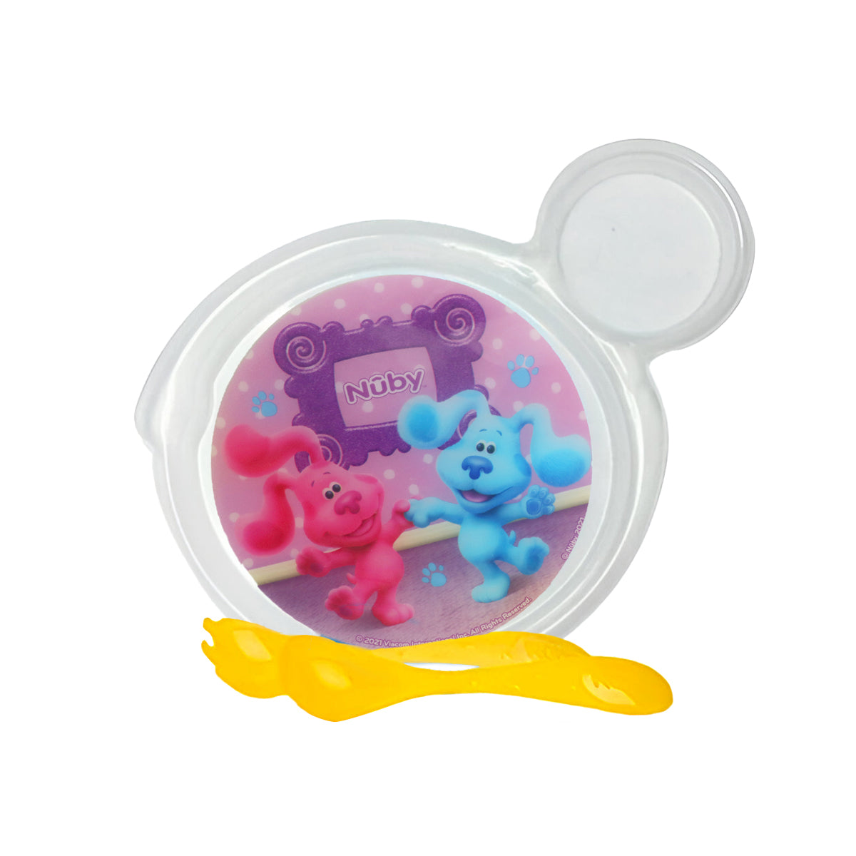 Set de Plato Transparente y Cubiertos Amarillos para Bebé de las Pistas de Blue, Nuby