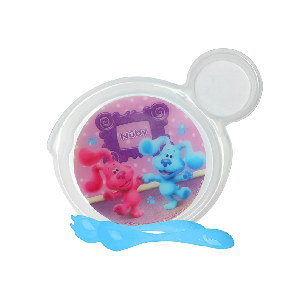 Set de Plato Transparente y Cubiertos Azules para Bebé de las Pistas de Blue, Nuby
