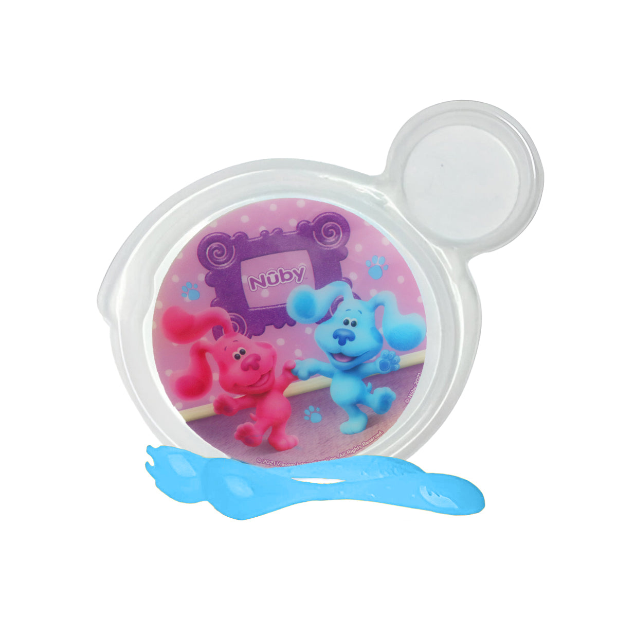 Set de Plato Transparente y Cubiertos Azules para Bebé de las Pistas de Blue, Nuby