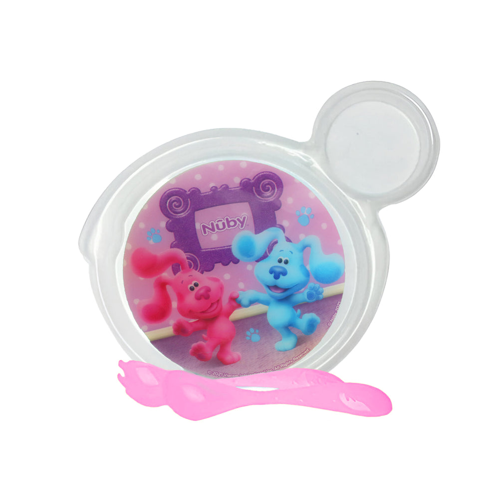 Set de Plato Transparente y Cubiertos Rosa para Bebé de las Pistas de Blue, Nuby