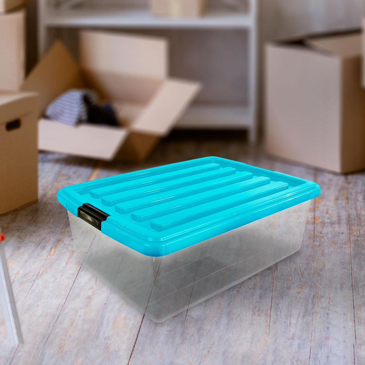 Caja de Plástico Goliat 32 L Color Azul Aqua
