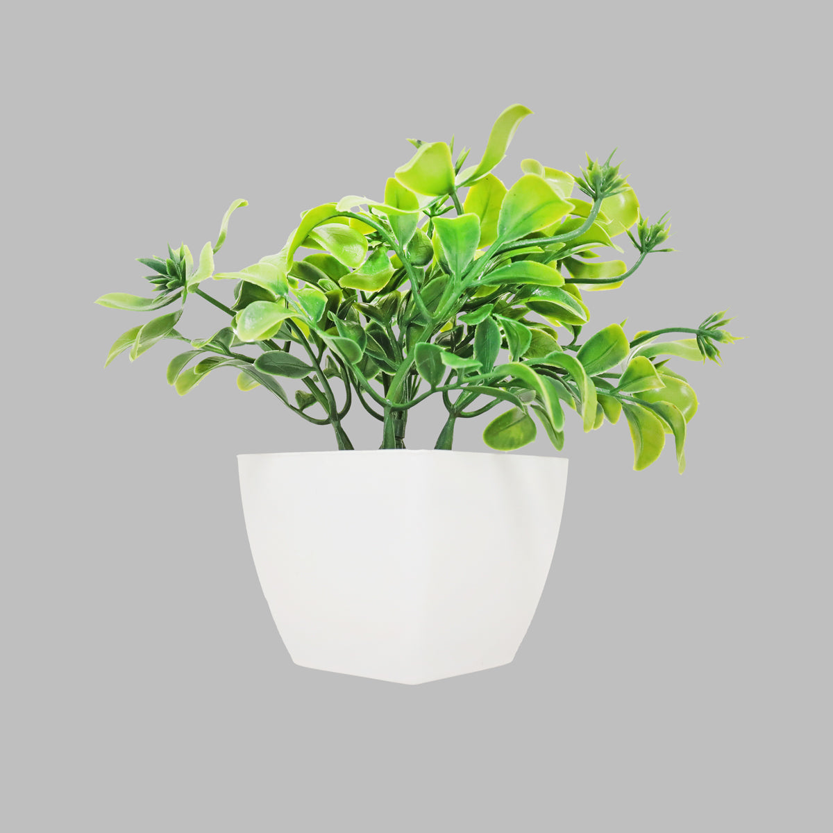 Maceta Blanca con Planta Artificial