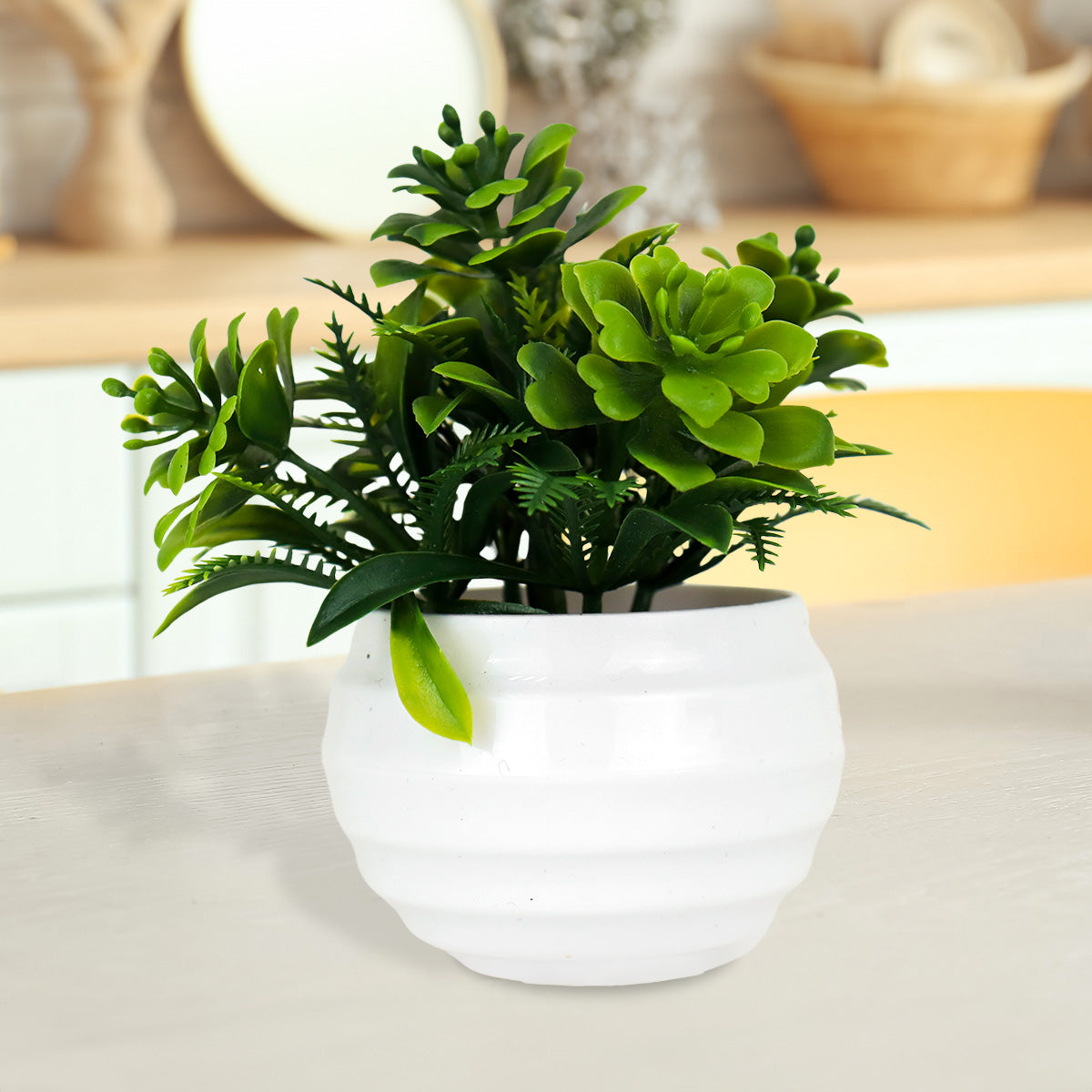 Planta Artificial de Buxus en Maceta color Blanco
