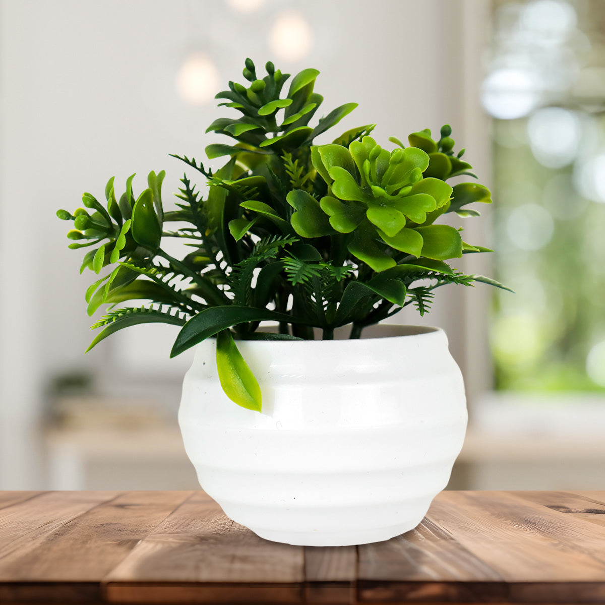 Planta Artificial de Buxus en Maceta color Blanco