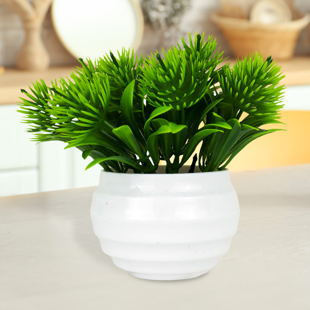 Planta Artificial de Bonsái en Maceta color Blanco