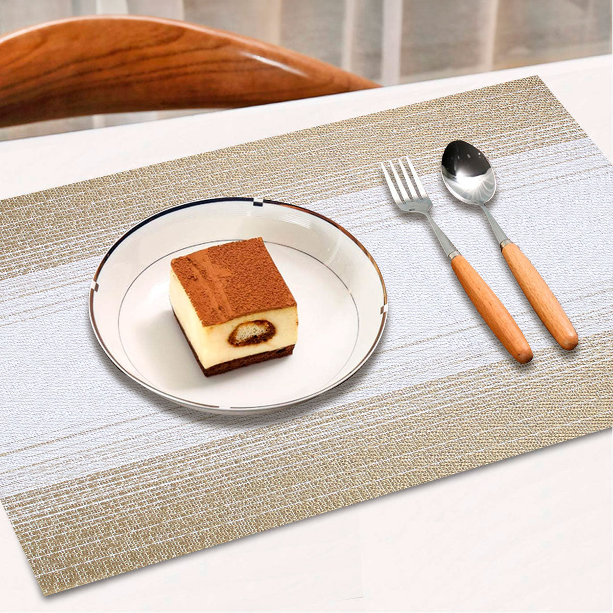 Mantel Individual para Comer color Oro con Blanco 30x45cm