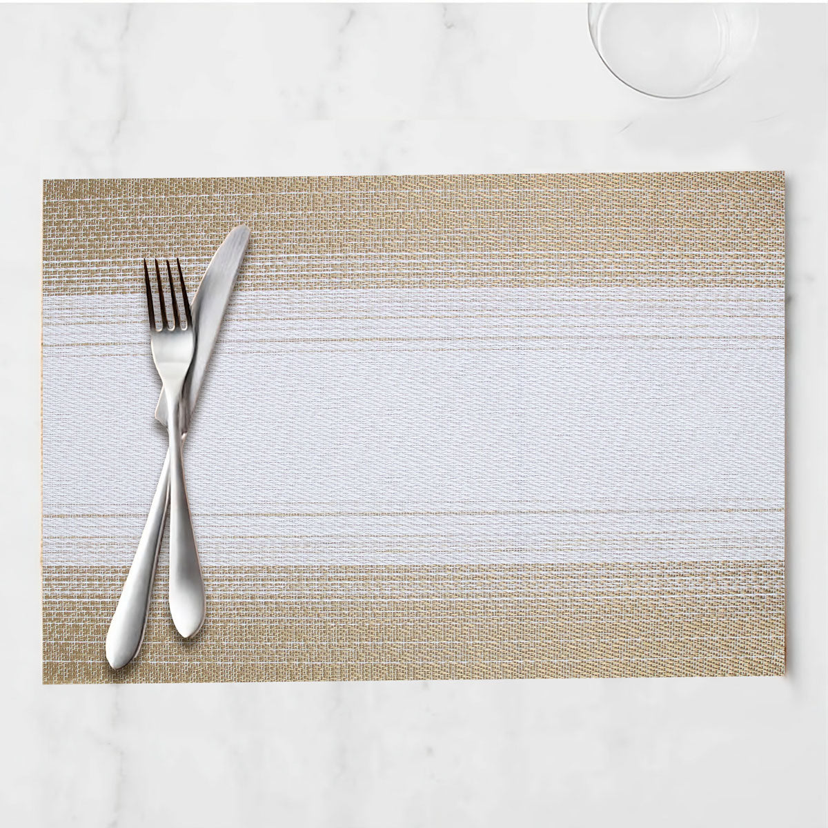 Mantel Individual para Comer color Oro con Blanco 30x45cm