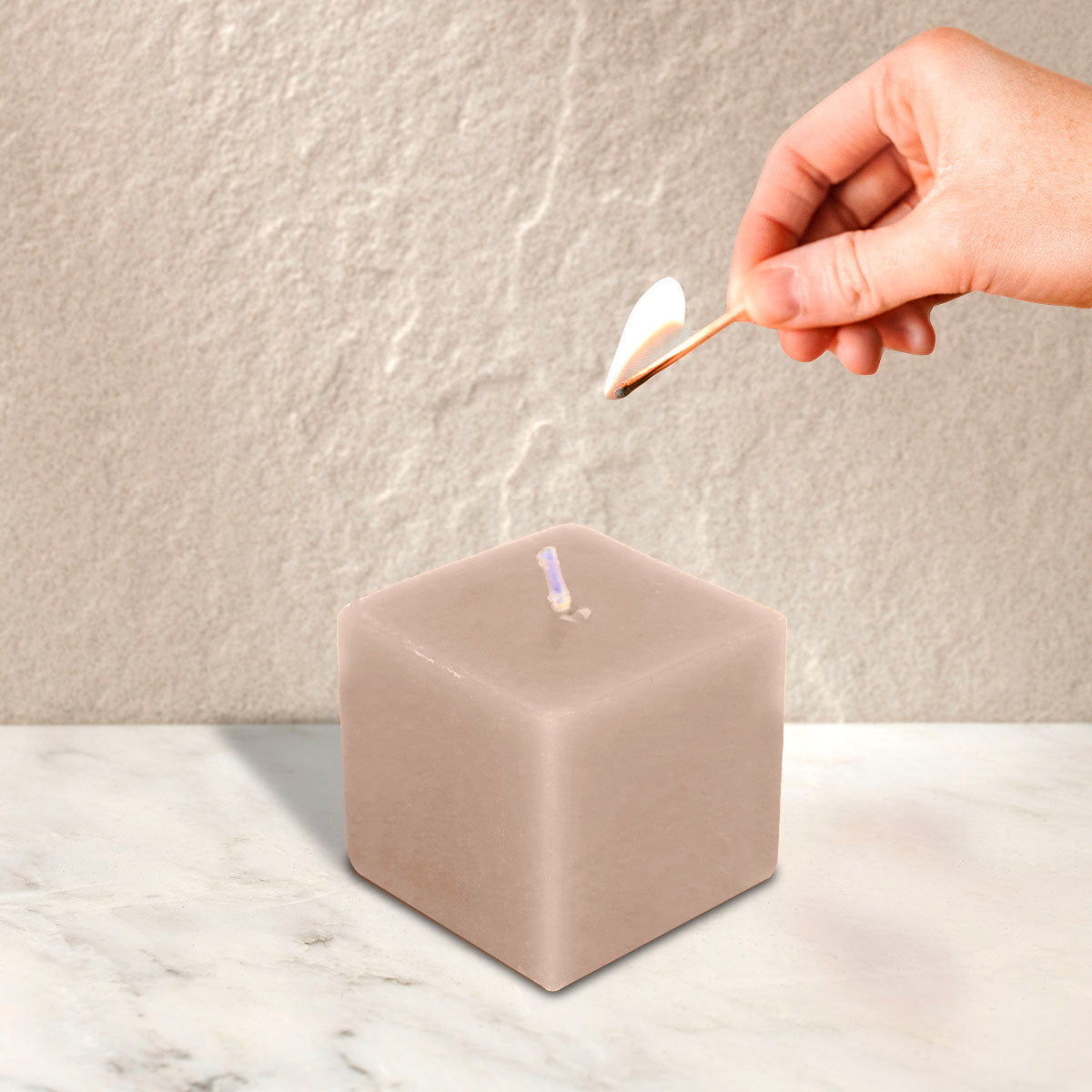 Mini Cubo de Cirio Aromático, Color Beige 5x6cm