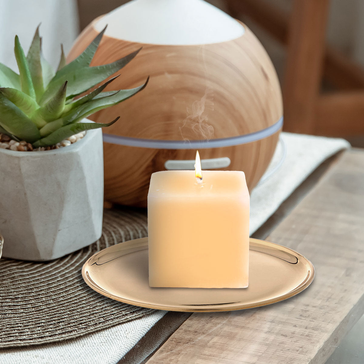 Mini Cubo de Cirio Aromático color Beige