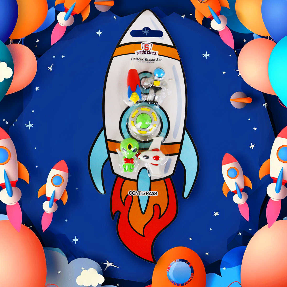 Set de 5 Gomas, Diseño Galáctico