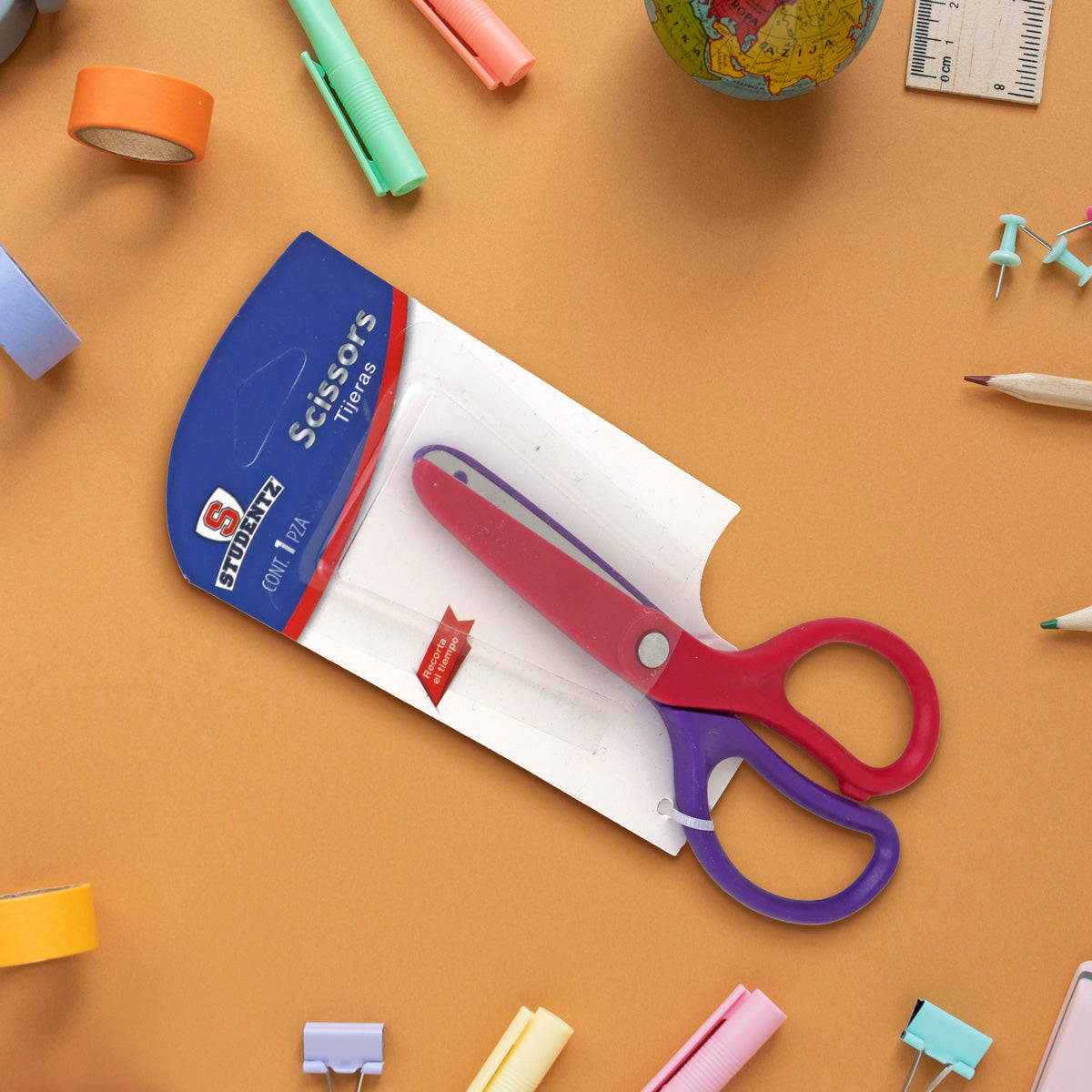 Tijeras Escolares color Morado con Rosa