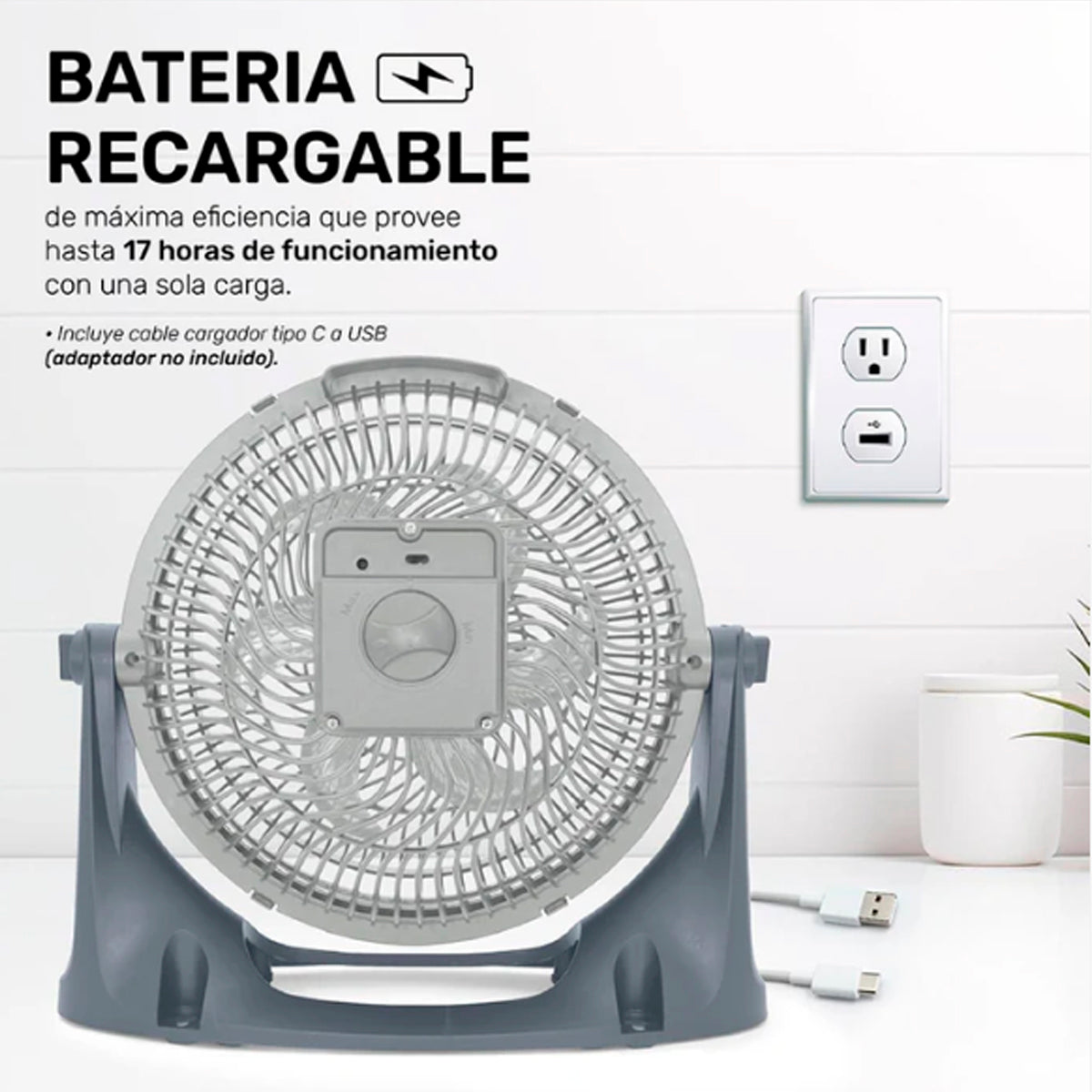 VENTILADOR TAURUS MOD. AIR2GO 10” RECARGABLE**