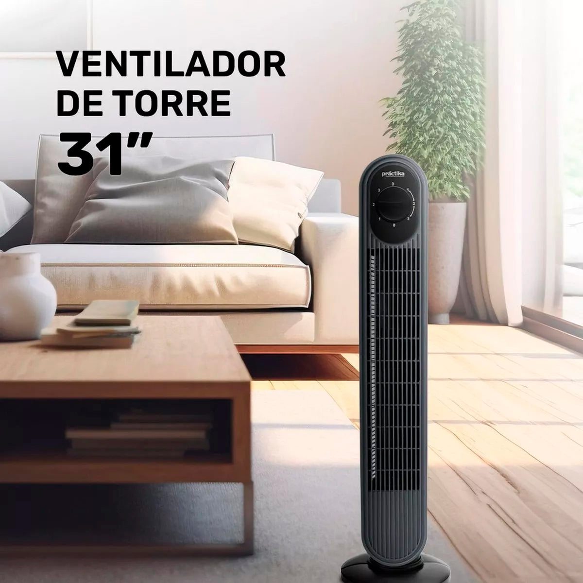 VENTILADOR PRACTIKA DE TORRE MOD. PISA 3 VELOCIDADES 32 PULGADAS ** 90°