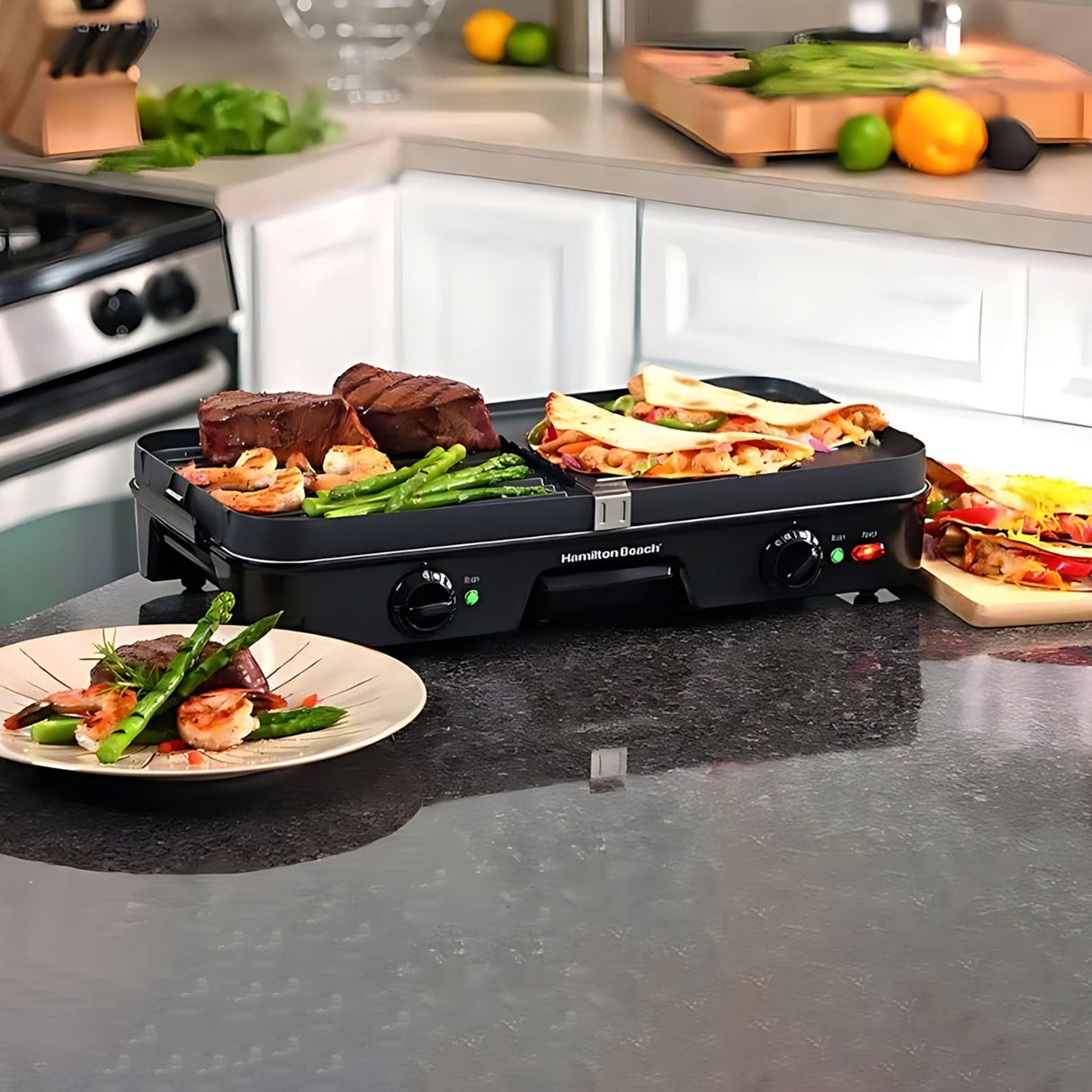 Parrilla Plancha Eléctrica Hamilton Beach 3 en 1 38546