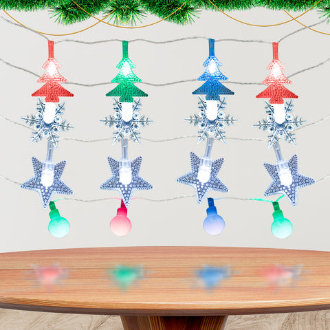 Paquete Navidad con 1 Serie de Luces de Copo de Nieve, 1 Serie de Luces de Estrella, 1 Serie de Luces de Esferas y 1 Serie de Luces de Árbol de Navidad