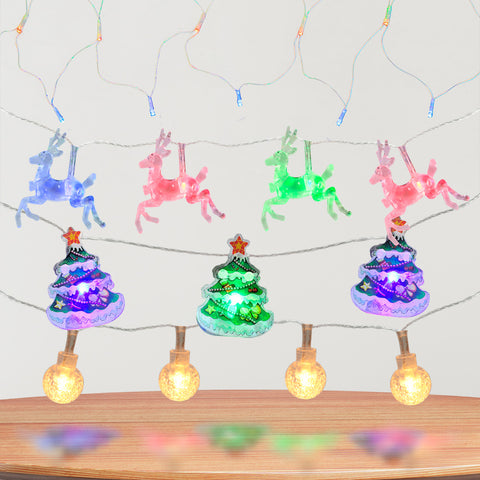 Paquete Navidad con 1 Serie de Luces en Forma de Reno, 1 Serie de Luces de Esferas, 1 Serie de Luces en Forma de Red y 1 Serie de Luces en Forma de Árbol
