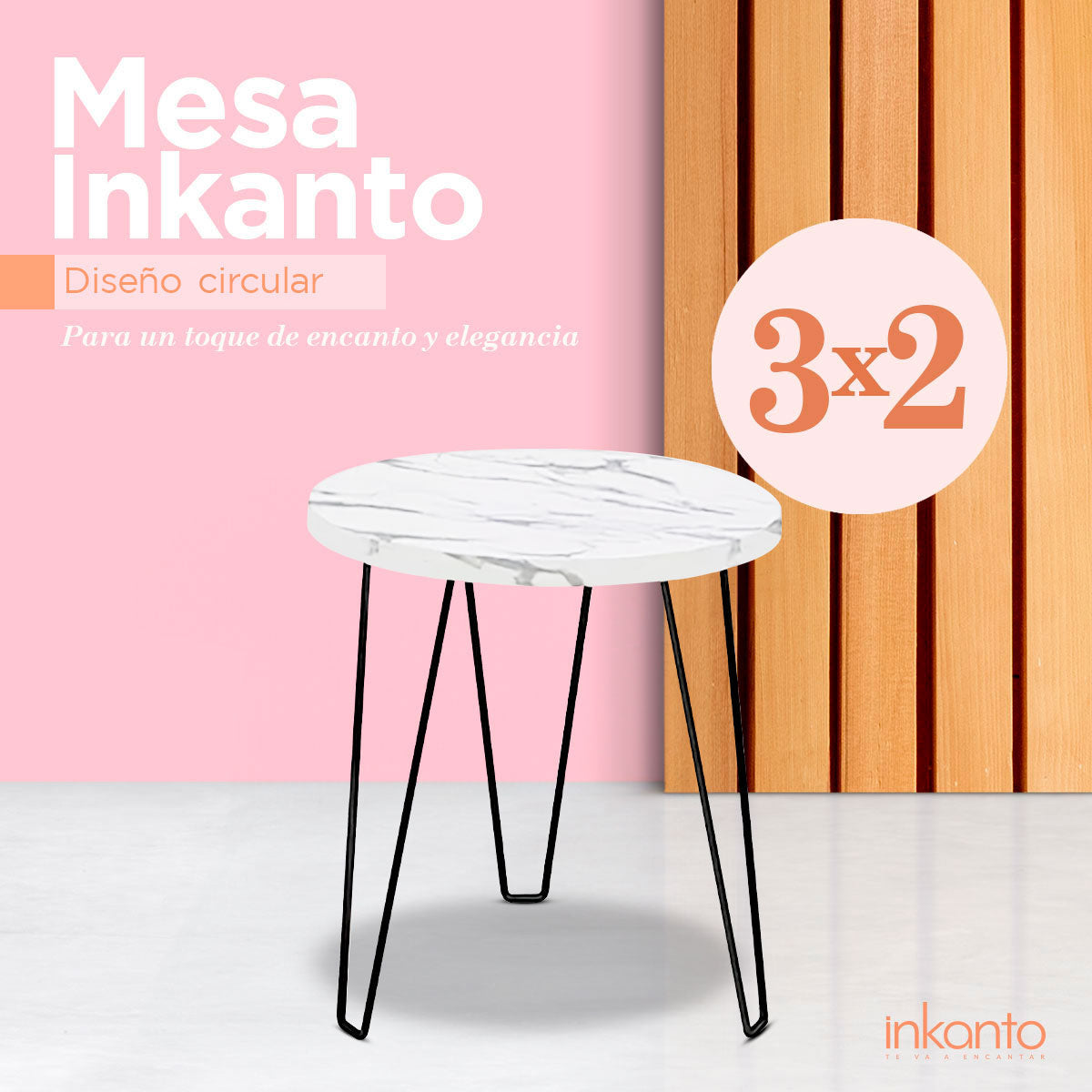 Kit de Mesas, Redonda con Tapa Imitación de Mármol ¡Llévate 3 y paga 2!