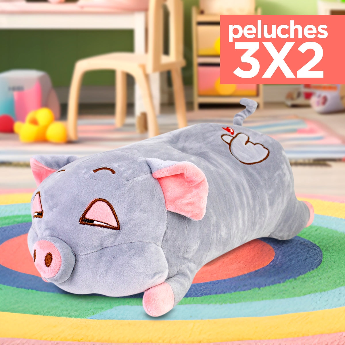 Kit de Peluche, Puerquito Color Gris ¡Llévate 3 y paga 2!
