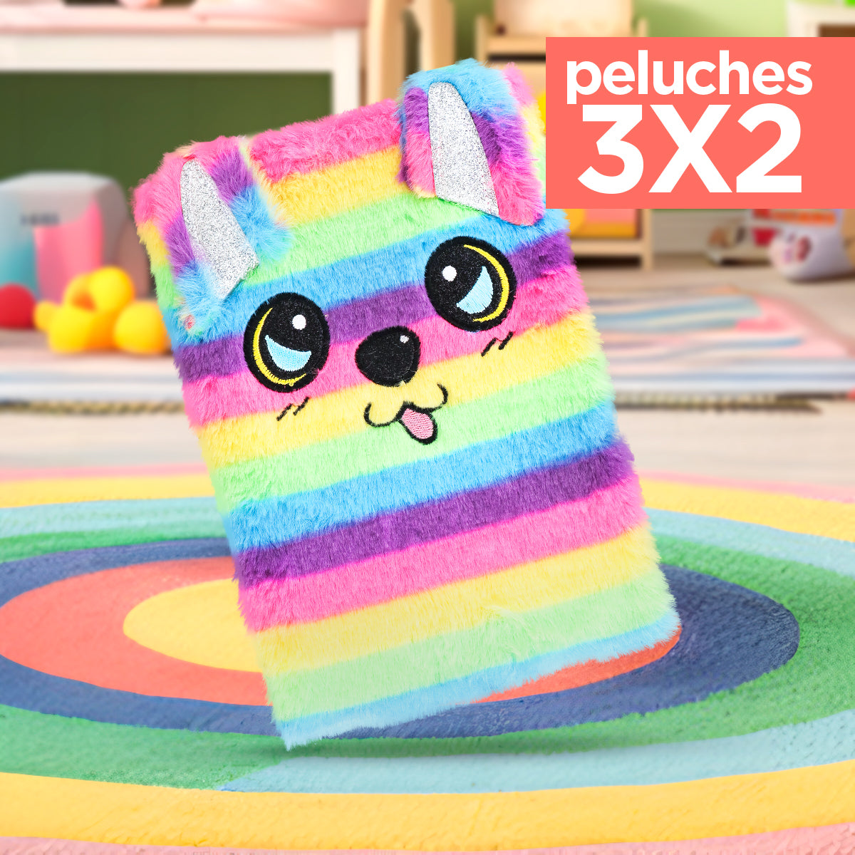 Kit de Peluche, Libreta, Diseño de Perro Multicolor ¡Llévate 3 y paga 2!