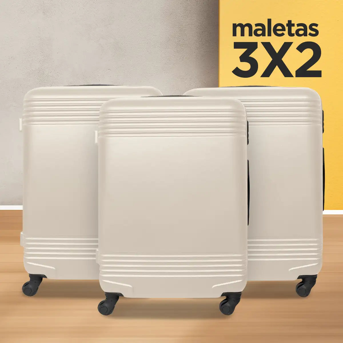Set de Maletas de Viaje Travix, Color Crema: ¡Llévate 3 y paga 2!, 43x26x65cm