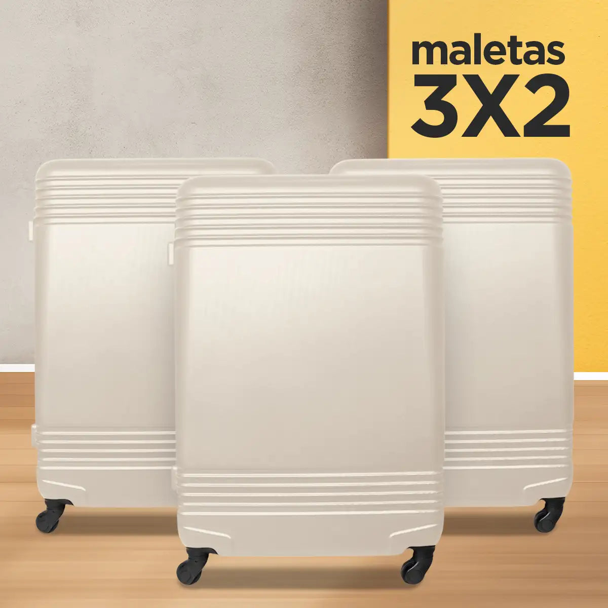 Set de Maletas de Viaje Travix, Color Beige: ¡Llévate 3 y paga 2!, 49x29x75cm