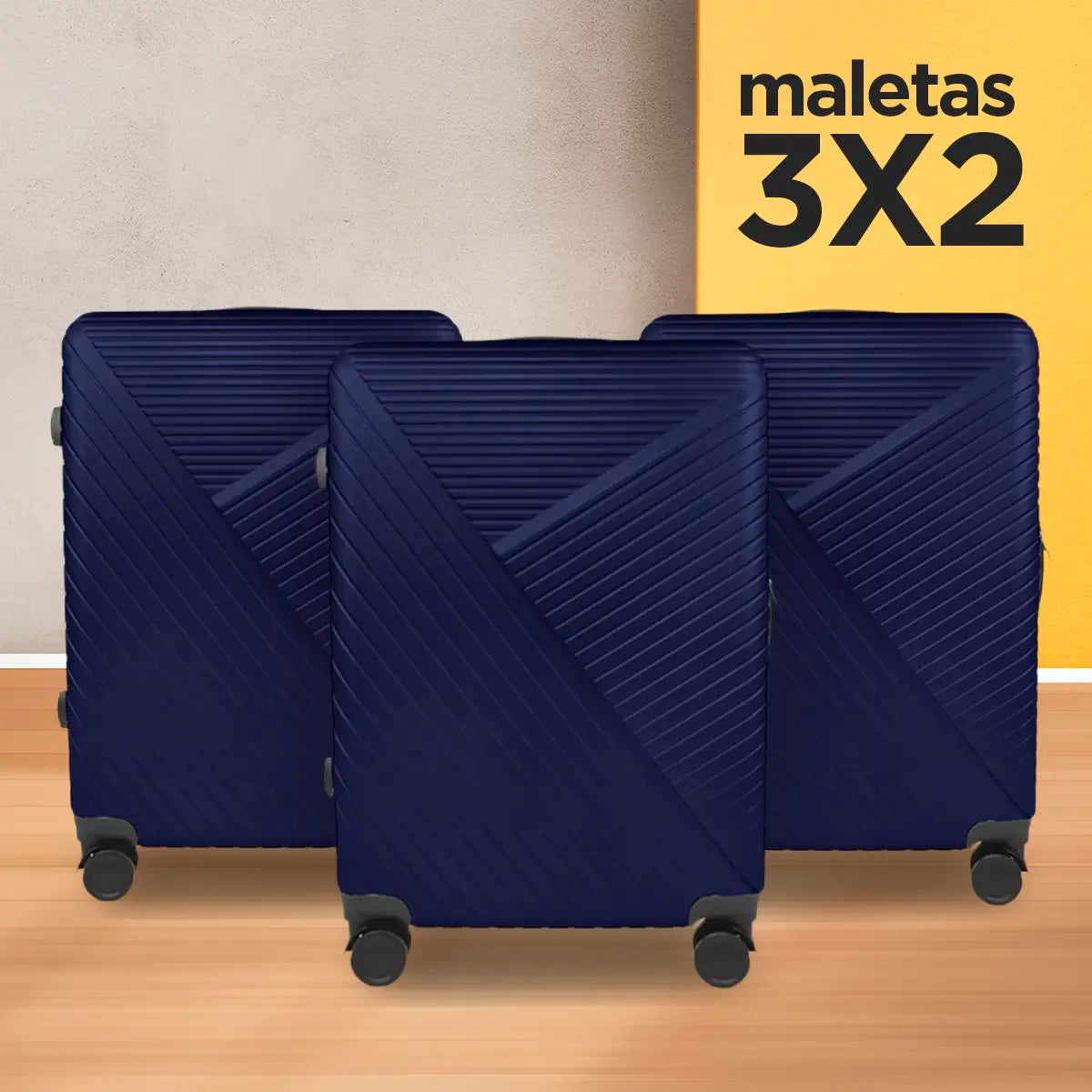 3x2 Maleta de Viaje, color Azul Marino 43x26x65cm