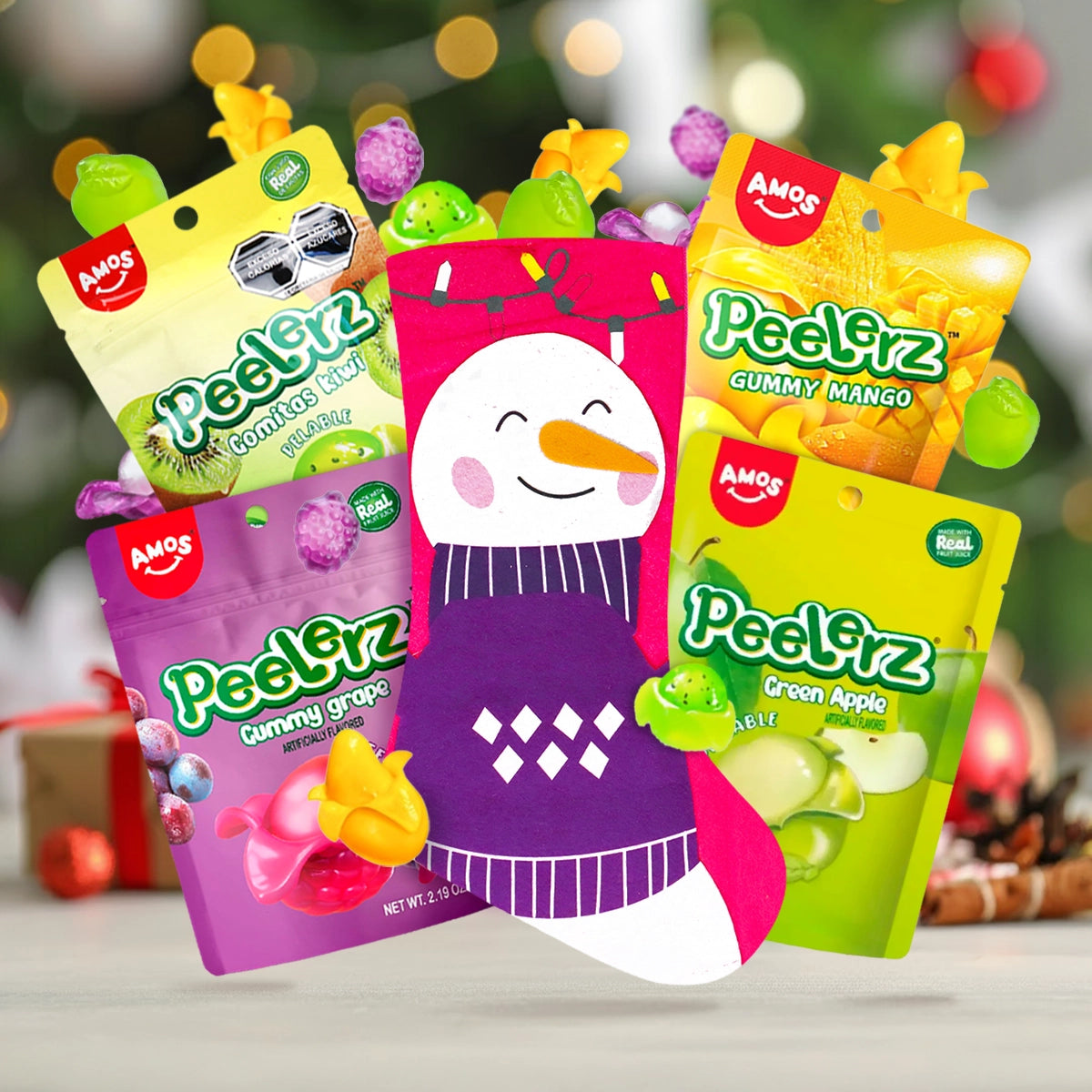 Kit Navideño, Bota Navideña Color Fucsia + Gomitas Pelables