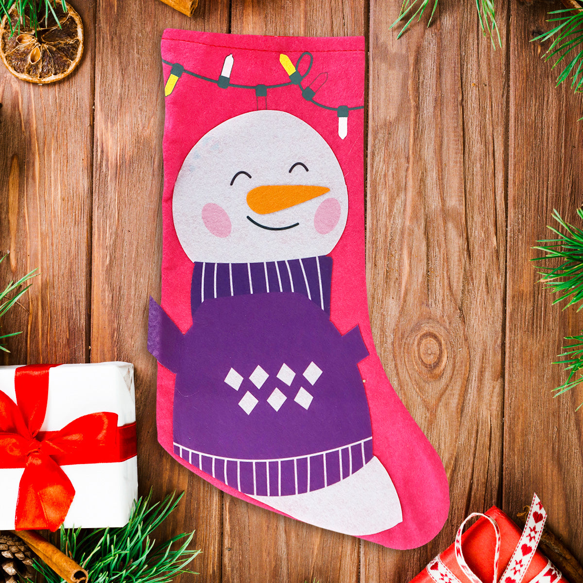 Kit Navideño, Bota Navideña Color Fucsia + Gomitas Pelables