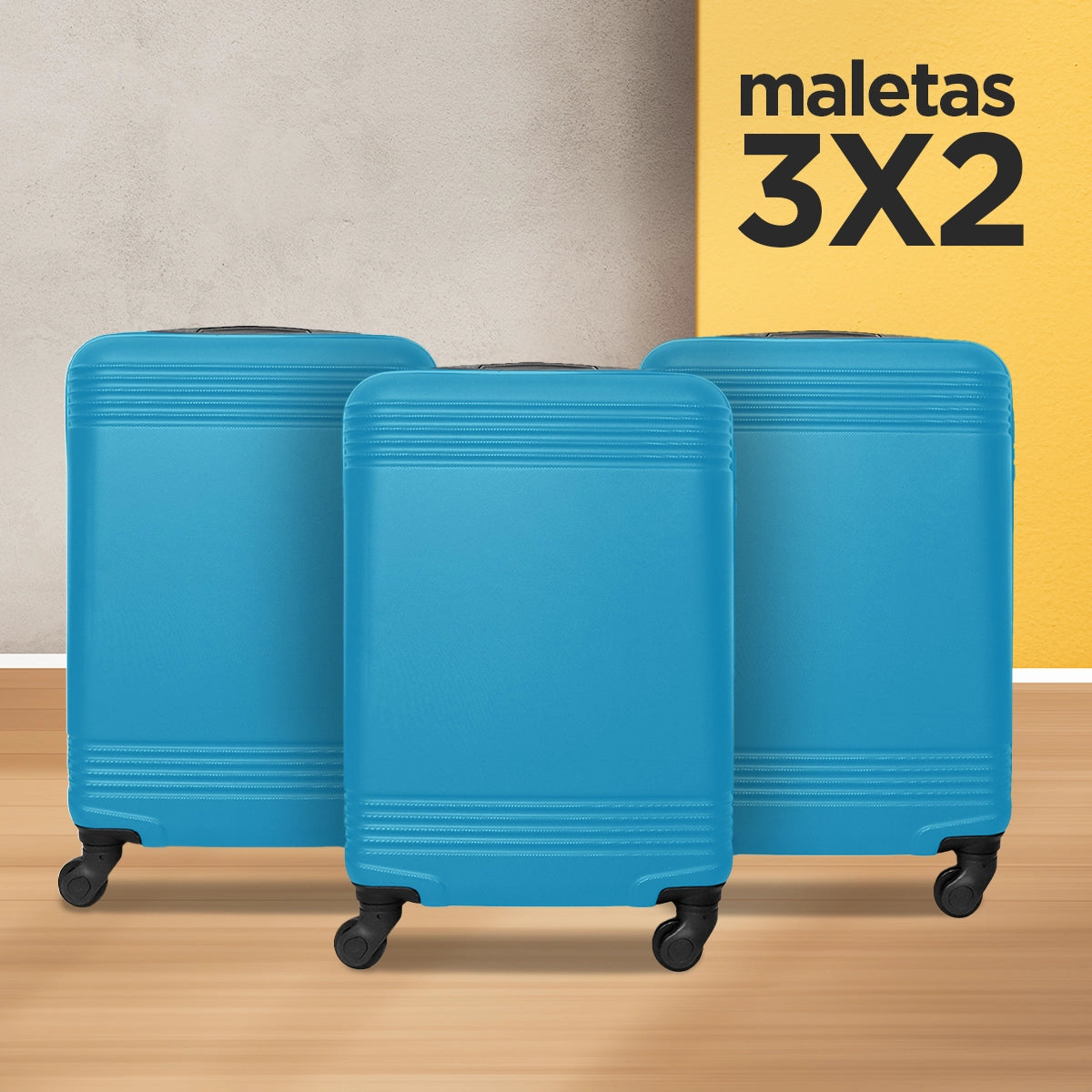 Set Maletas de Viajes Travix, Color Azul: ¡Llévate 3 y paga 2!, 37x23x55cm