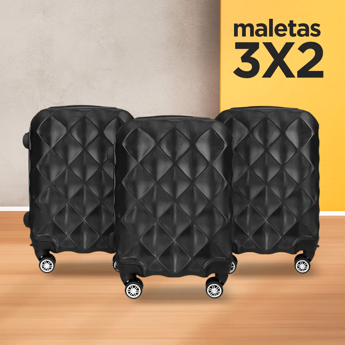 Set de Maletas de Viaje Tokio, Color Negro: ¡Llévate 3 y paga 2! 34x21x50cm