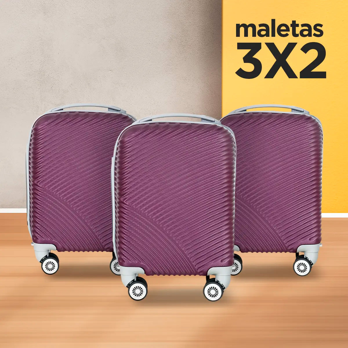 Set de Maletas de Viaje Nova, Color Morado: ¡Llévate 3 y paga 2! 34x21x50cm