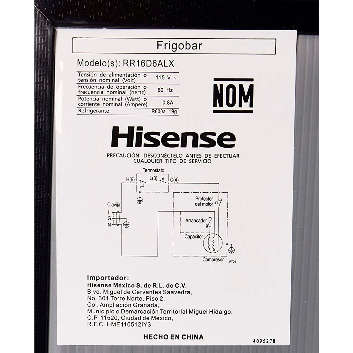 FRIGOBAR MOD. RR16D6AGX1 1.6p3 SILVER **