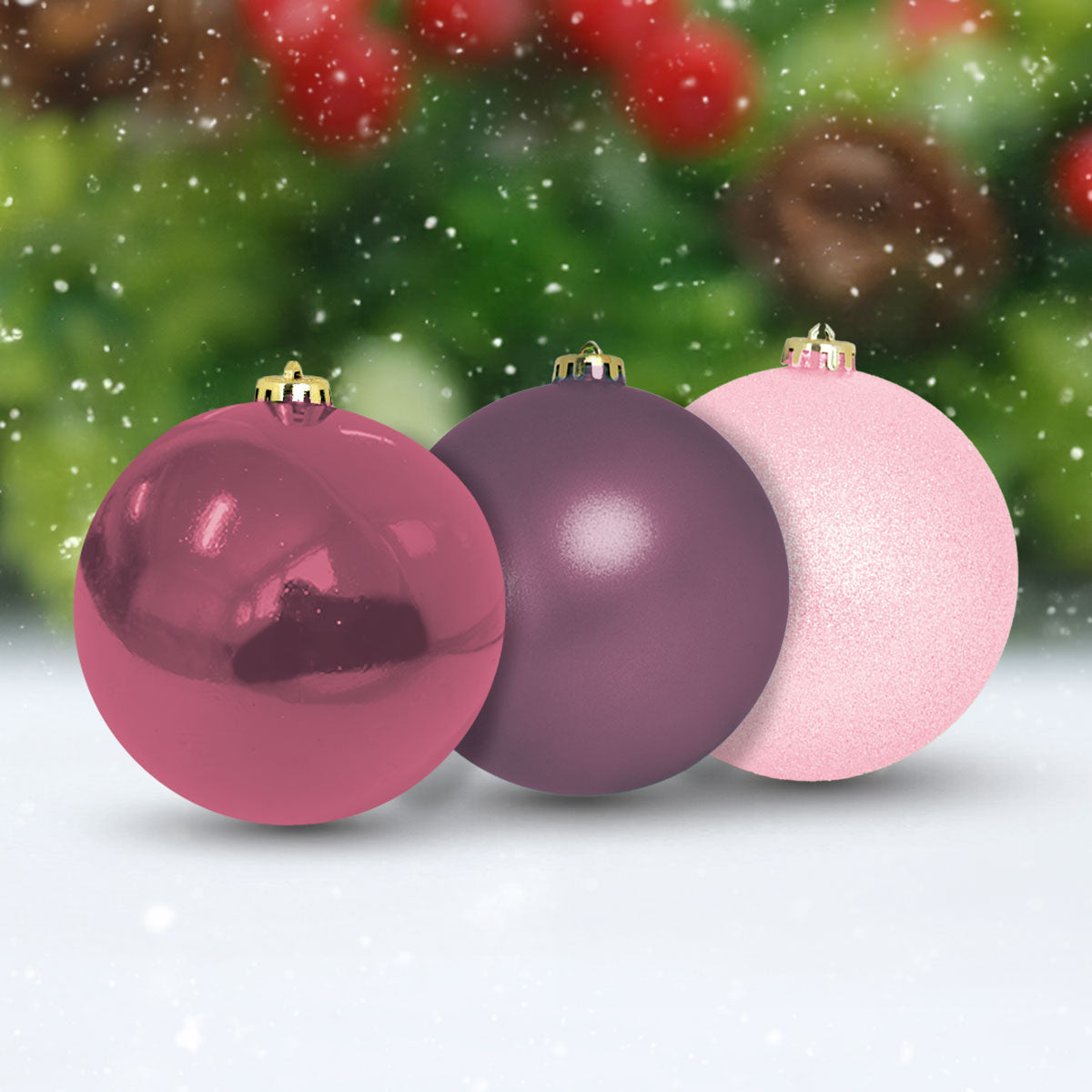 Esferas Navideñas color Vino, 12 pzas